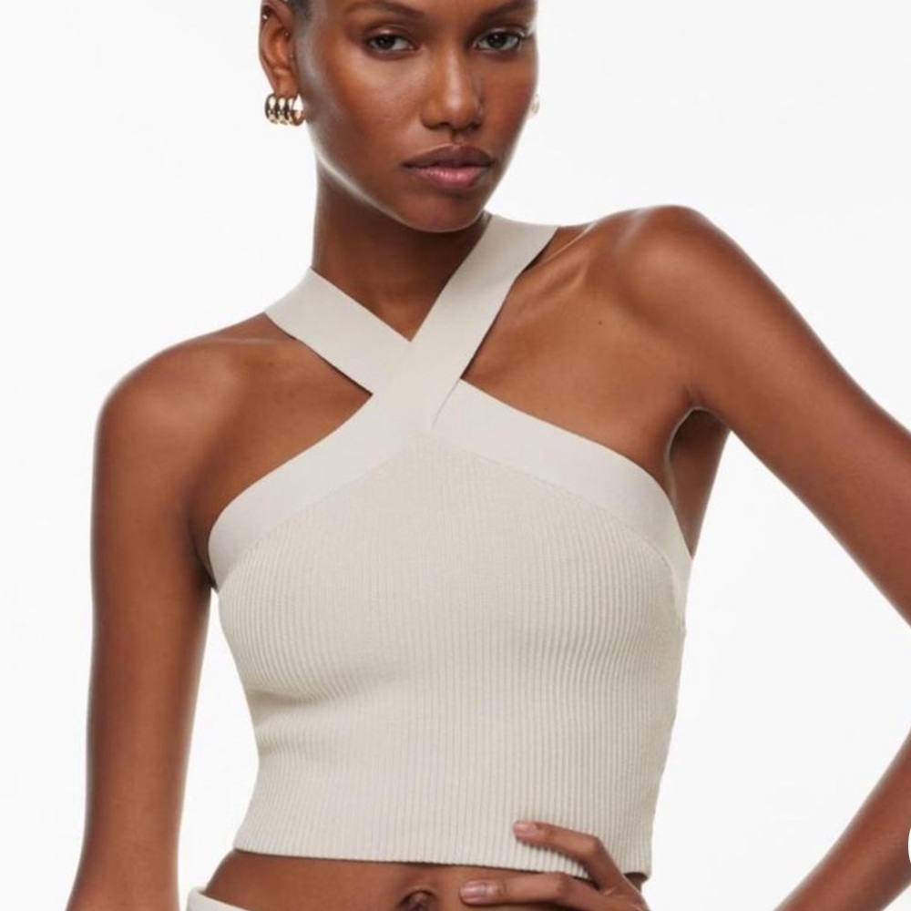 Aritzia Babaton Sculpt Knit Criss Cross Cropped Tank